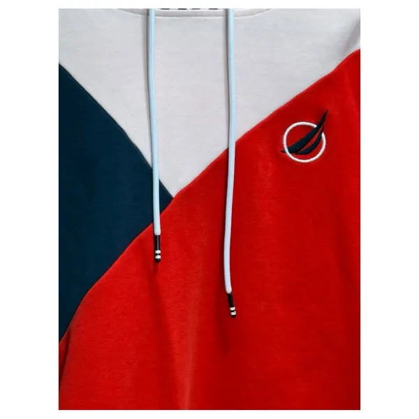 Nautica Colorblock Hoodie Women’s Medium Red Navy White Pullover 2019 - Image 3