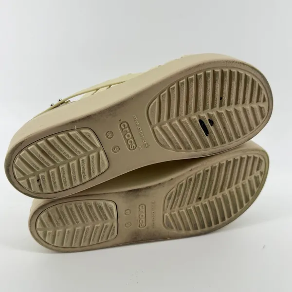 Crocs Brooklyn Strappy Low Wedge Sandal Bone Cream‎ Women 9 Comfort LiteRide Y2K - Image 8