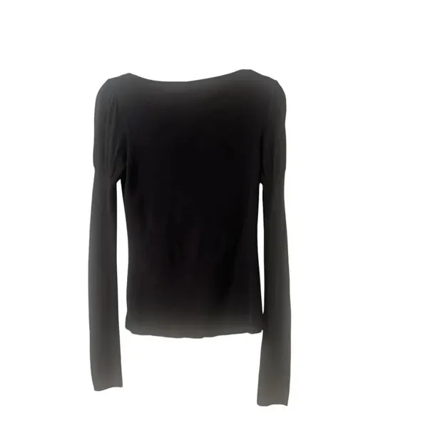 Anthropologie sweater by Free People deep v-neck with puff sleeve Medium - Image 2
