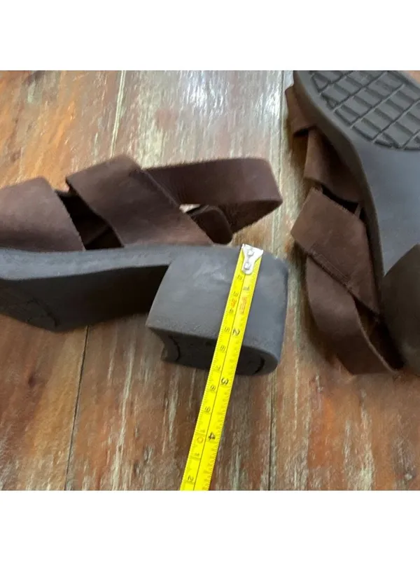 Vintage 90s Y2K Brown Leather Chunky Platform Fisherman Sandals Approx. Size 9 - Image 10