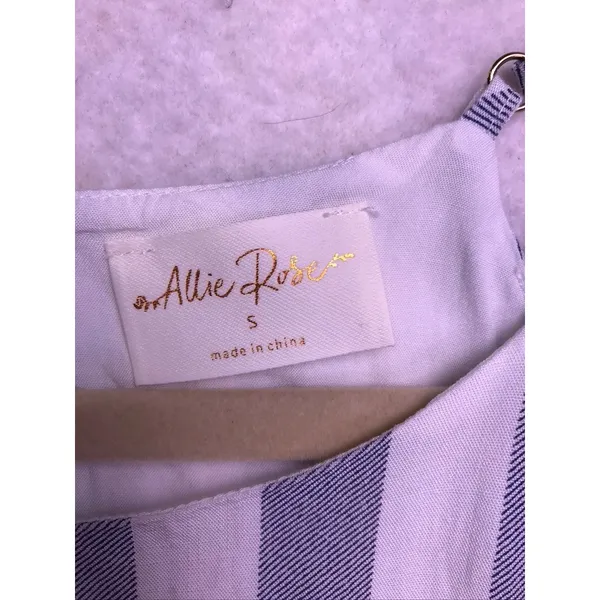 Allie Rose 2 Piece Set Women Small Blue White Striped Crop Top Pants AT5831 - Image 2