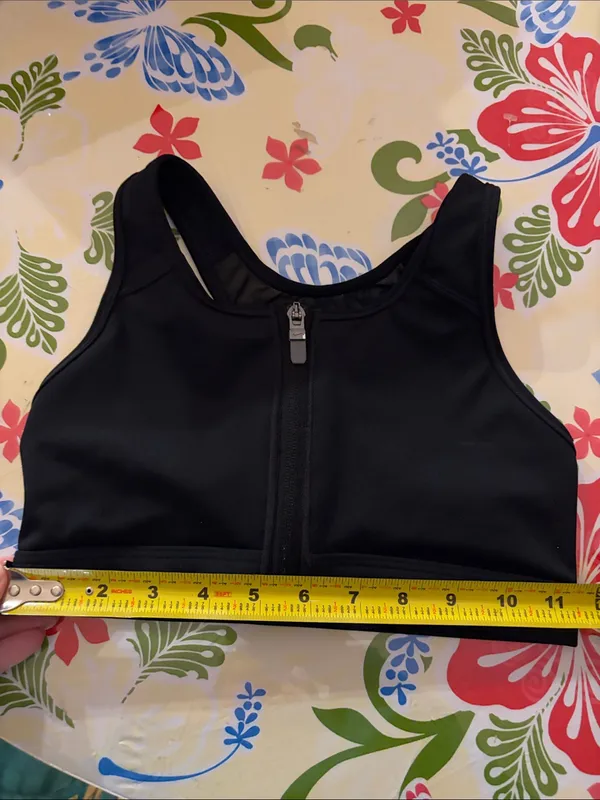 Nike Women’s Dri Fit Sports Bra Black Zip Front Size XS - Image 5