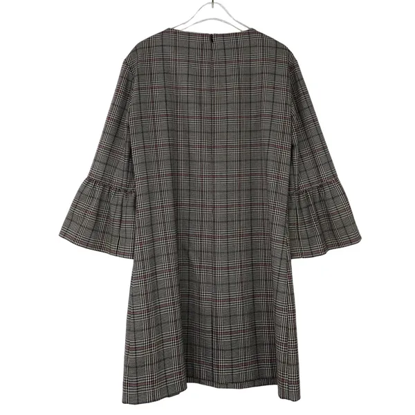 Zara Black & White Glen Check Plaid Long Sleeve Bell Sleeve Dress Medium - Image 6