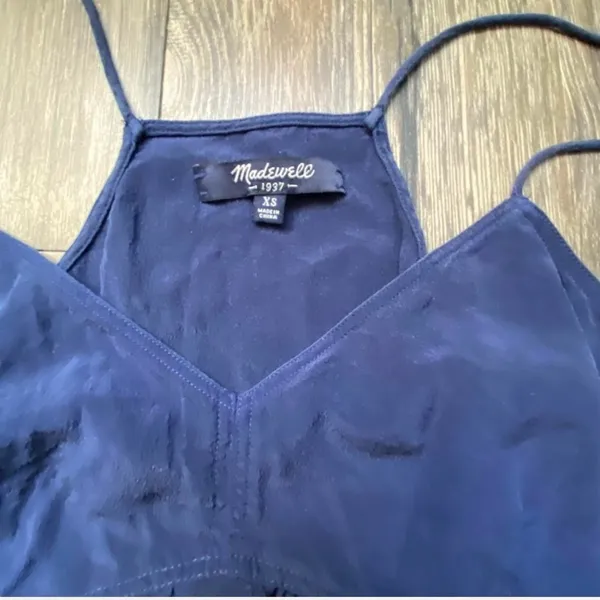 Madewell Silk Babydoll Cami Navy Blue Coquette Womens XS - Image 2