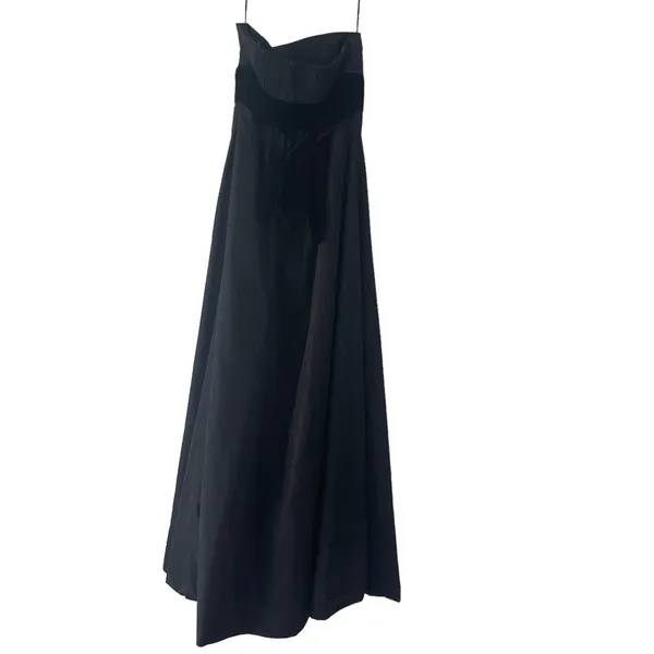 Zara Basic Small Black Strapless Fairy Grunge‎ Whimsygoth Velvet Tie Maxi Dress - Image 4