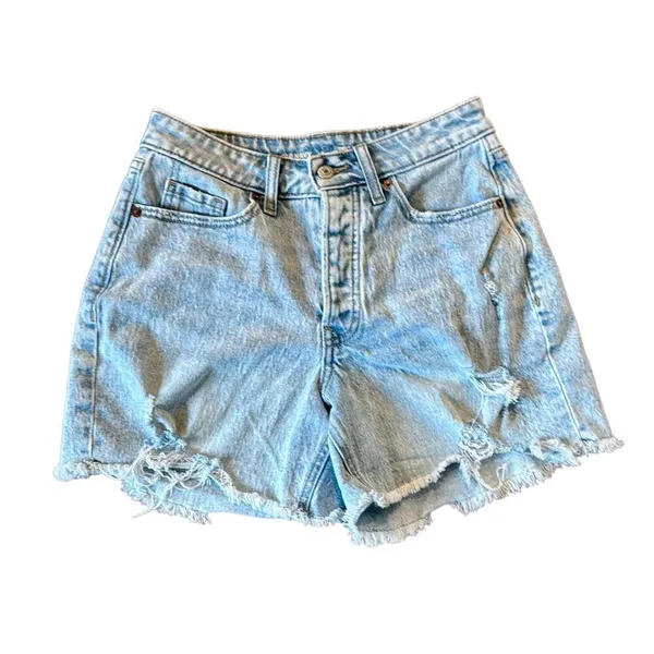 Old Navy high rise curvy og straight button fly distressed shorts 4 - Image 2