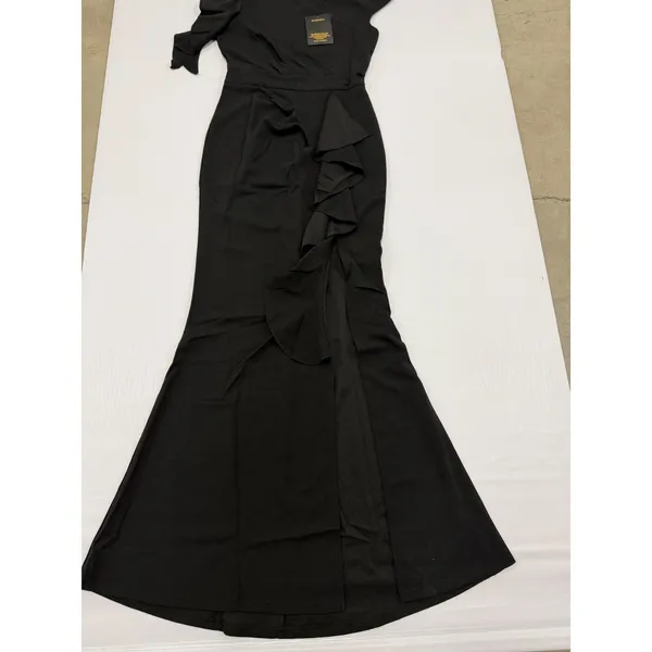 WOOSEA Womens Black High Split Ruffle Bodycon Evening Gown Dress Size S NWT - Image 3