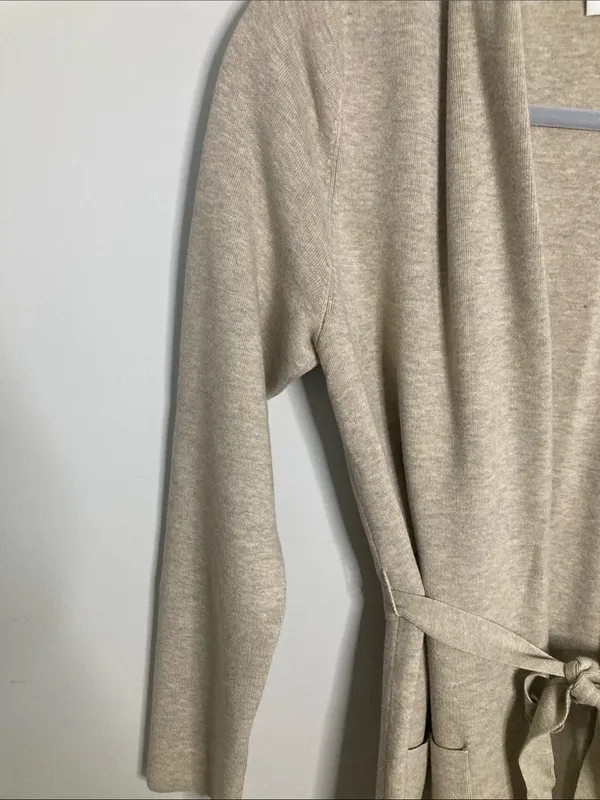 Babaton Oatmeal Long Knit Belted Robe - Image 3