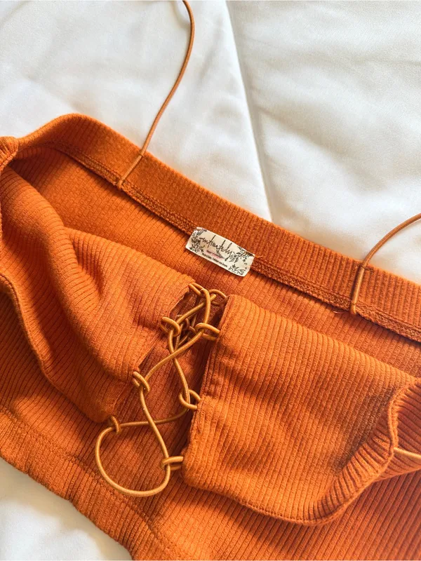Intimately by Free People Lola Lace Up Crop Top – Copper – S - Image 3