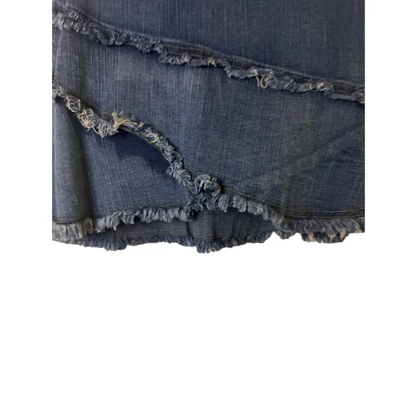 Orix's Dark Blue Fringe Detail Cotton Denim Jean Skirt Women Sz S - Image 8