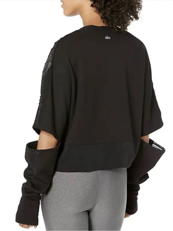 Alo Yoga Womens Trend Long Split Sleeve Top mesh Cropped Large - Image 3
