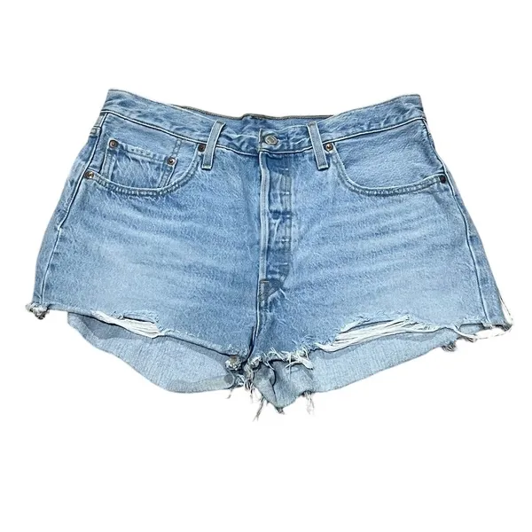 Levi's 501 Women's Cutoff Denim Shorts Blue Size 32 Casual Summer - Image 5
