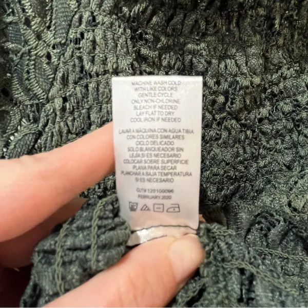 NWT Ten Sixty Sherman shirt Nordstrom Small Green Crop‎ Lace STRETCHY NEW - Image 9