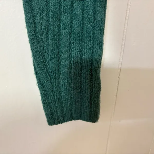 Madewell Readfield Ribbed Wool Blend Sweater XS Green Cropped Crewneck Knit N105 - Image 3