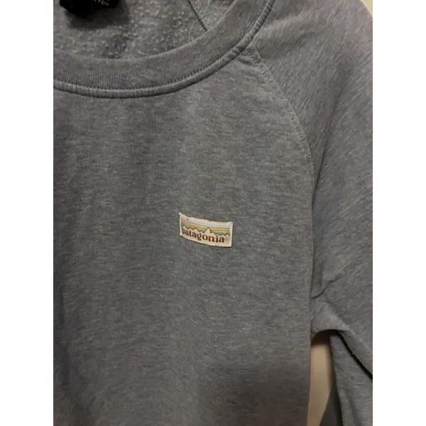 Patagonia Organic Cotton Heather Blue Raglan Pullover Sweatshirt Small - Image 5