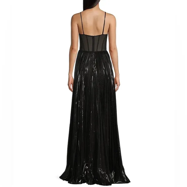 Jovani Metallic Sweetheart Neck Beaded‎ Corset Bodice A line dress prom 4 - Image 2