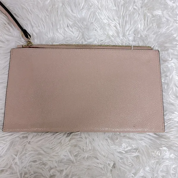 Michael Kors Large Zip Clutch Wristlet Bag Pink Leather Wallet Purse - Image 2