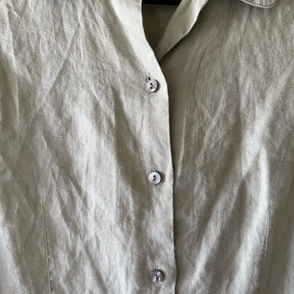 Old Navy Sage Short-Sleeve Button Front Linen Top - Image 4