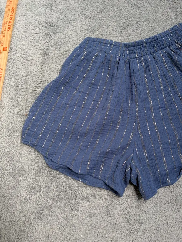 Aerie Women’s Blue Stripe Casual Elastic-Waist Shorts small - Image 10