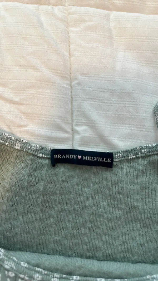 Brandy Melville Green Flower Tank Top - Image 2