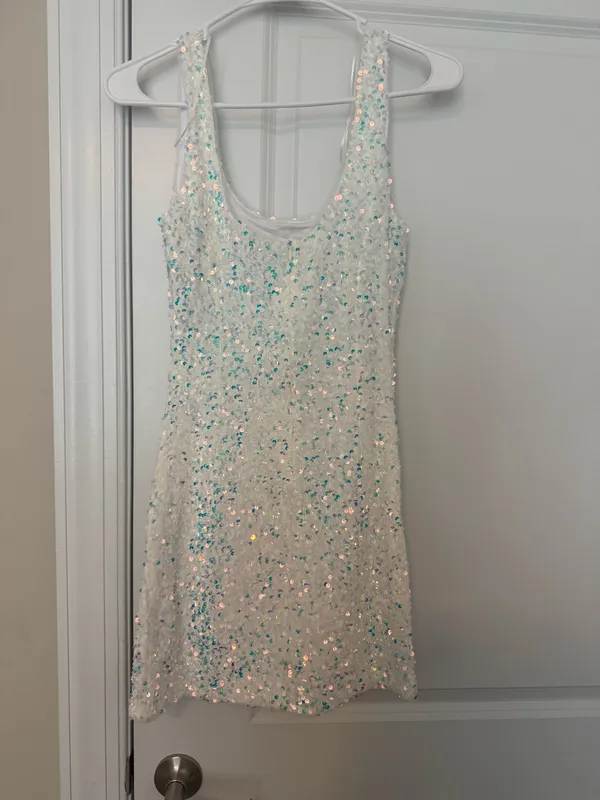 Mable White Sequin Mini Dress - Image 4