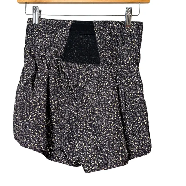 Free People FP Movement The Way Home Leopard Print Smocked Shorts Black Small - Image 3
