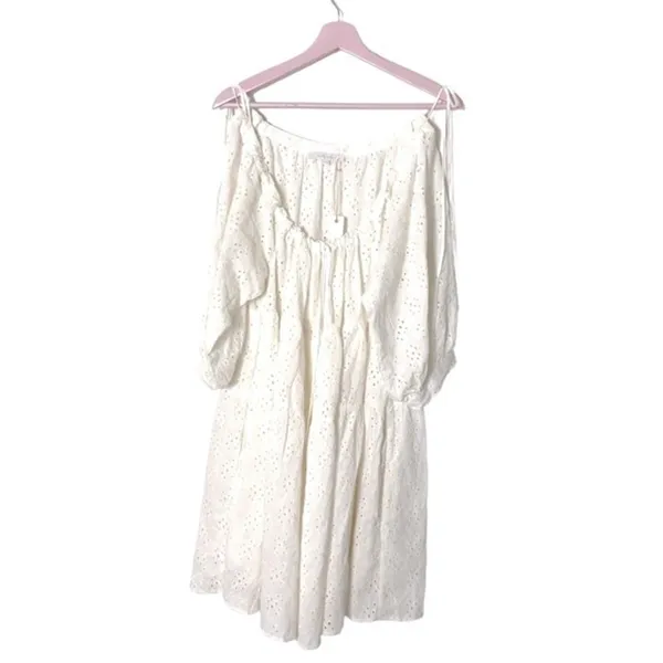 Olivaceous eyelet dress drapey romantic coquette dress Small cottagecore‎ tiered - Image 2