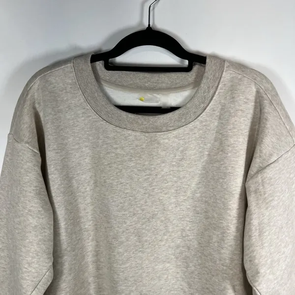 Zella Oatmeal Heather Cotton Casual Athletic‎ Sweater Zip Sides Women’s Size L - Image 2
