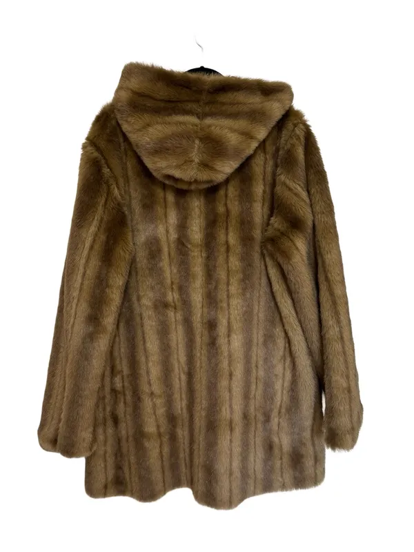Vintage Dennis Basso Vegan Faux Fur Faux Suede Reversible Coat Black Tan -Size L - Image 4