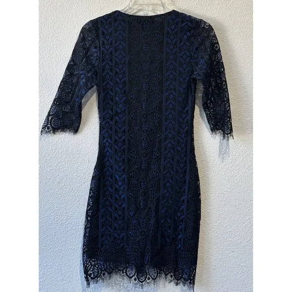 For Love & Lemons Lyla Mini Cocktail Dress Black & Blue Lace Women’s Size XS - Image 9