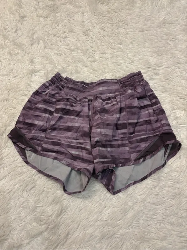 lululemon hotty hot Purple Striped Women's Running Shorts - Image 3