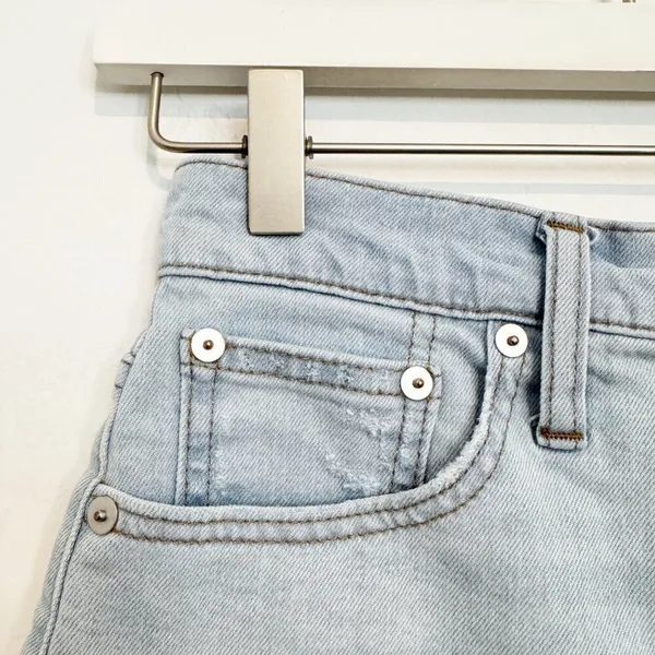 Madewell Mid Length Shorts Size 23 Blue Light Wash High Rise Preppy Coastal Chic - Image 4