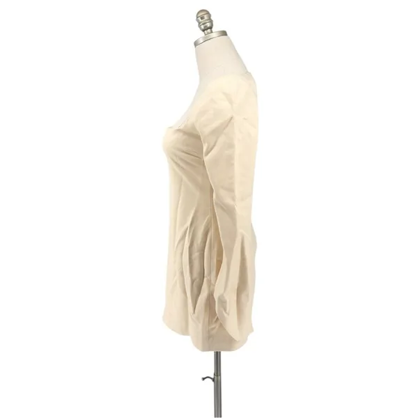 Khaite Tate Square Neck Cream Mini Dress Size 6 - Image 6