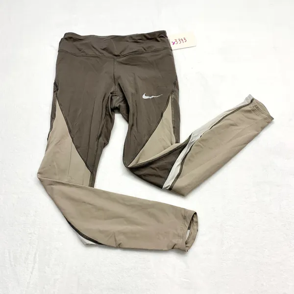 Nike‎ Dri-FIT Colorblock Leggings Womens Size XS Brown Tan Yoga Activewear Nylon - Image 6