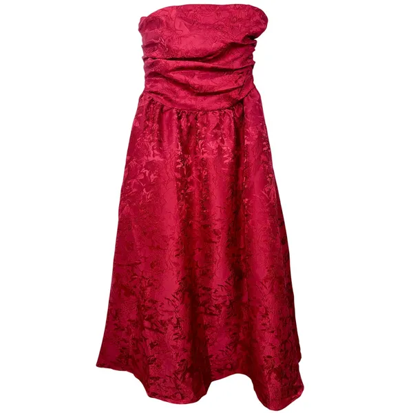 NWT Babyboo Saoirse Red Floral Jacquard Strapless Fit & Flare Midi Dress Size S - Image 9