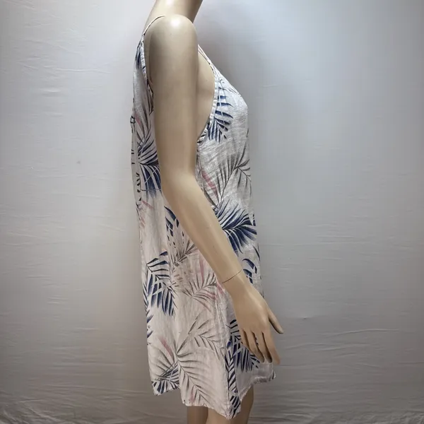 Lungo L'arno Tropical Floral Linen Mini Dress‎ Sundress Size M Spaghetti Strap - Image 6