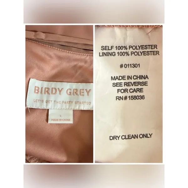 Birdy Grey Theresa Chiffon Gown Size L Ruffle Bridesmaid Dress Dusty Rose NWT - Image 14