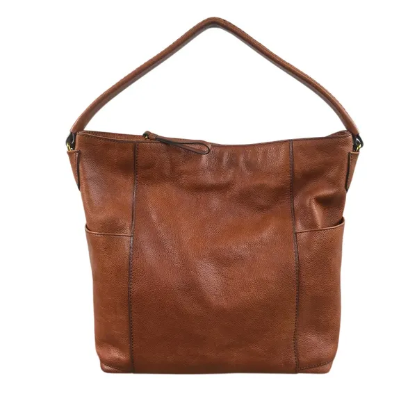 FOSSIL Jori Cow Leather Hobo Bag Exterior Pockets Brown Office Everyday Timeless - Image 3