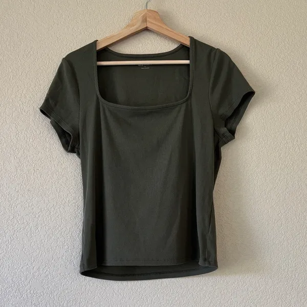 Old Navy Square Neck Short Sleeve Top - Olive - Image 2