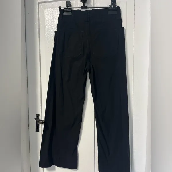 Anthropologie High Waisted Black Double Button Linen Viscose Fit & Flare Sz 28 - Image 3