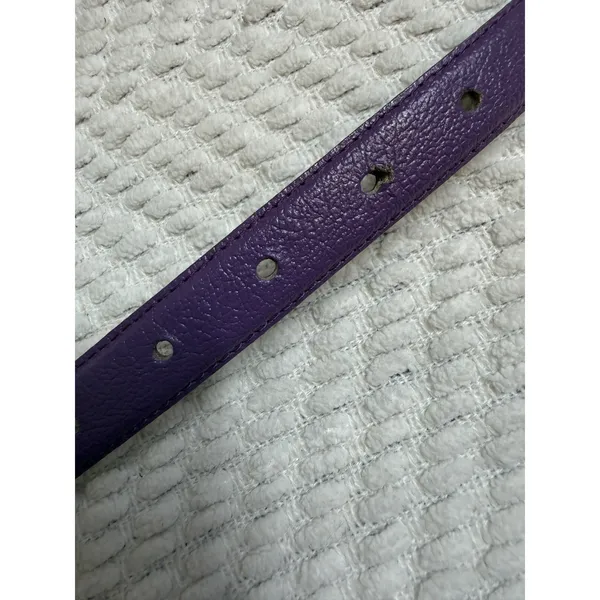 Playboy Unisex Thin Purple Leather Gold Toned Buckle Belt Iconic Bunny Logo 38" - Image 7