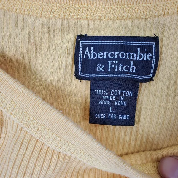 Abercrombie & Fitch Tank Top Women L Yellow Ribbed Cotton Scoop Neck Vintage Y2K - Image 2