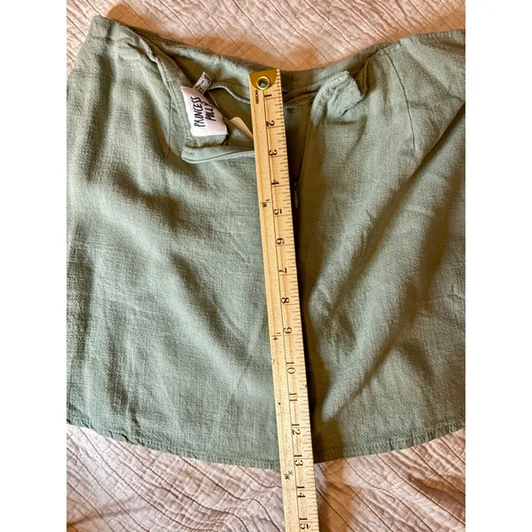 Princess Polly Sage Green Linen Blend Mini Skirt Size US 8 Cotton High Waisted - Image 2