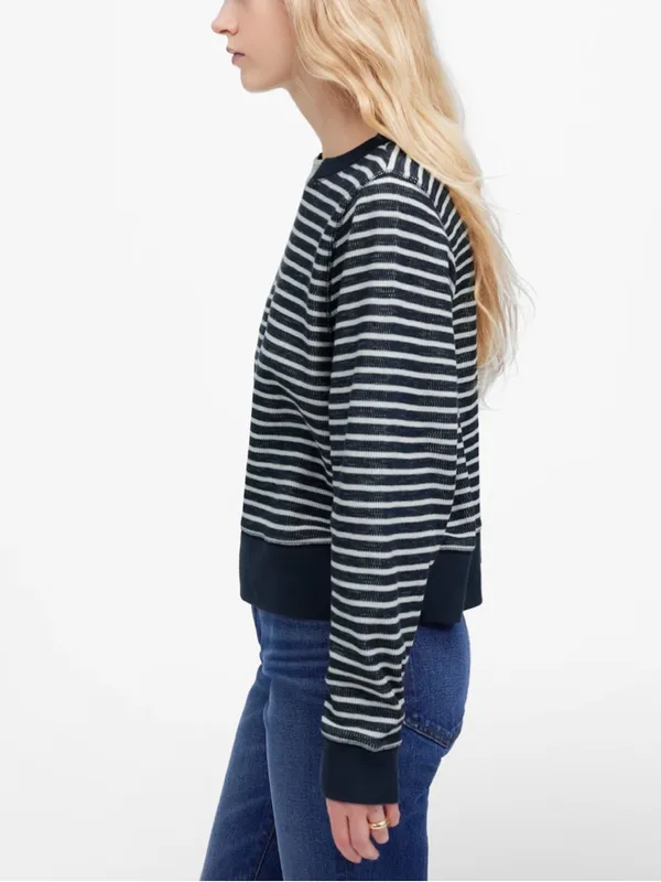 Madewell Relaxed Long Sleeve Crewneck Sweatshirt Tee in Stripe - Image 11