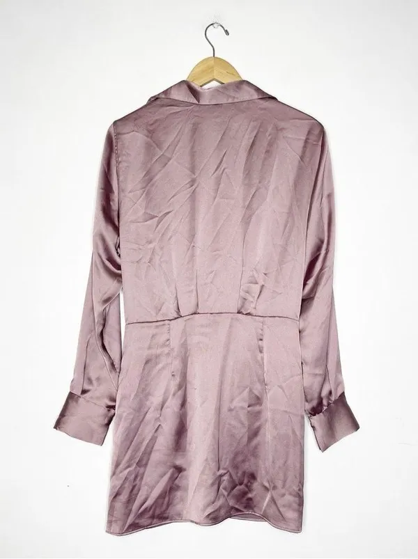 Zara Purple Satin Low Cut Dress Size Medium - Image 5