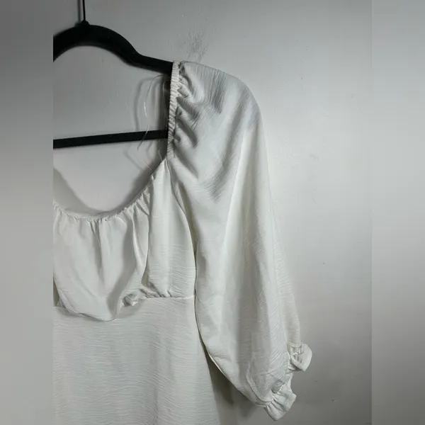Speechless White‎ Mini Dress Puff Sleeve Ruffle Hem Cottagecore Women’s M NWT - Image 5