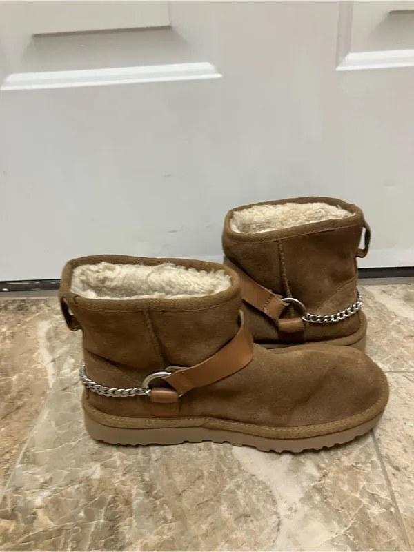 UGG Women’s Classic Mini Chains Chestnut Suede Boots - Image 6