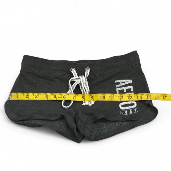 Aeropostale Y2K Vintage Micro Mini Low Rise Spell Out Logo Booty Bimbo Shorts Sweats Beach Surf #Mcbling #Preppy #Festival #Summer Grey XS Measurement in pics - Image 6