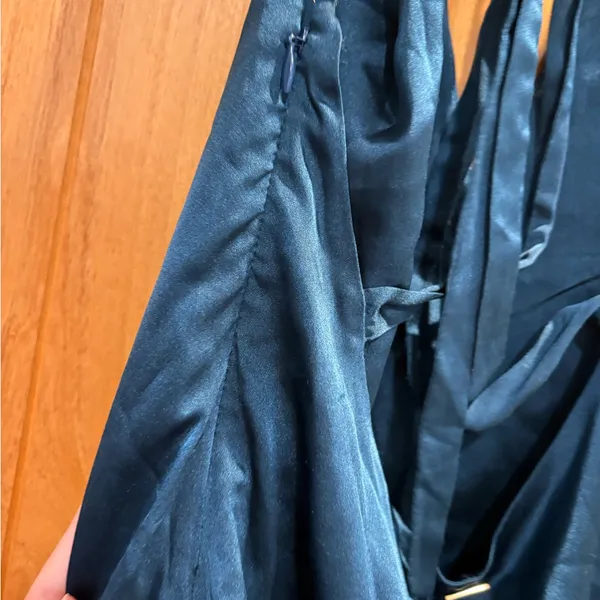 For Love And Lemons Blue Satin Fabric - Image 5