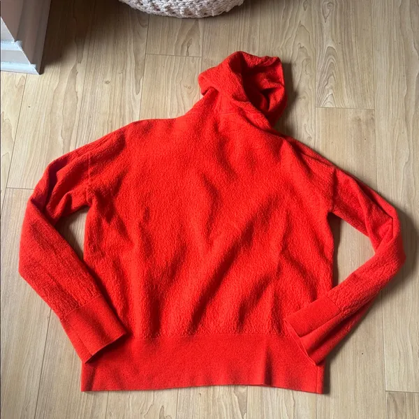 COS Red Textured Hoodie Minimalist Oversized Pullover Sweater - Image 4